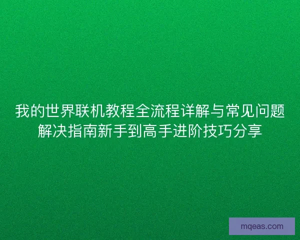 我的世界联机教程全流程详解与常见问题解决指南新手到高手进阶技巧分享