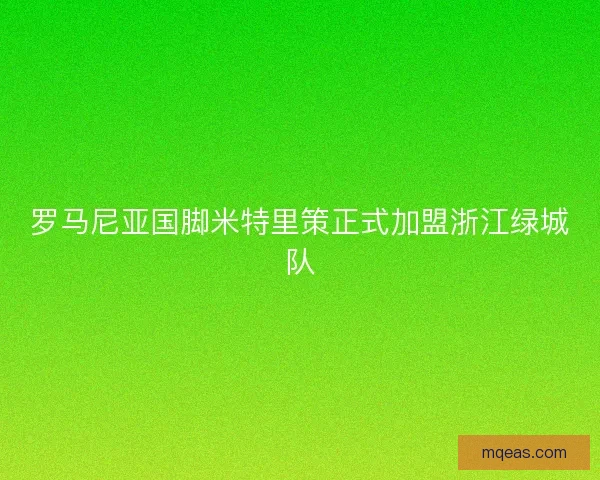 罗马尼亚国脚米特里策正式加盟浙江绿城队
